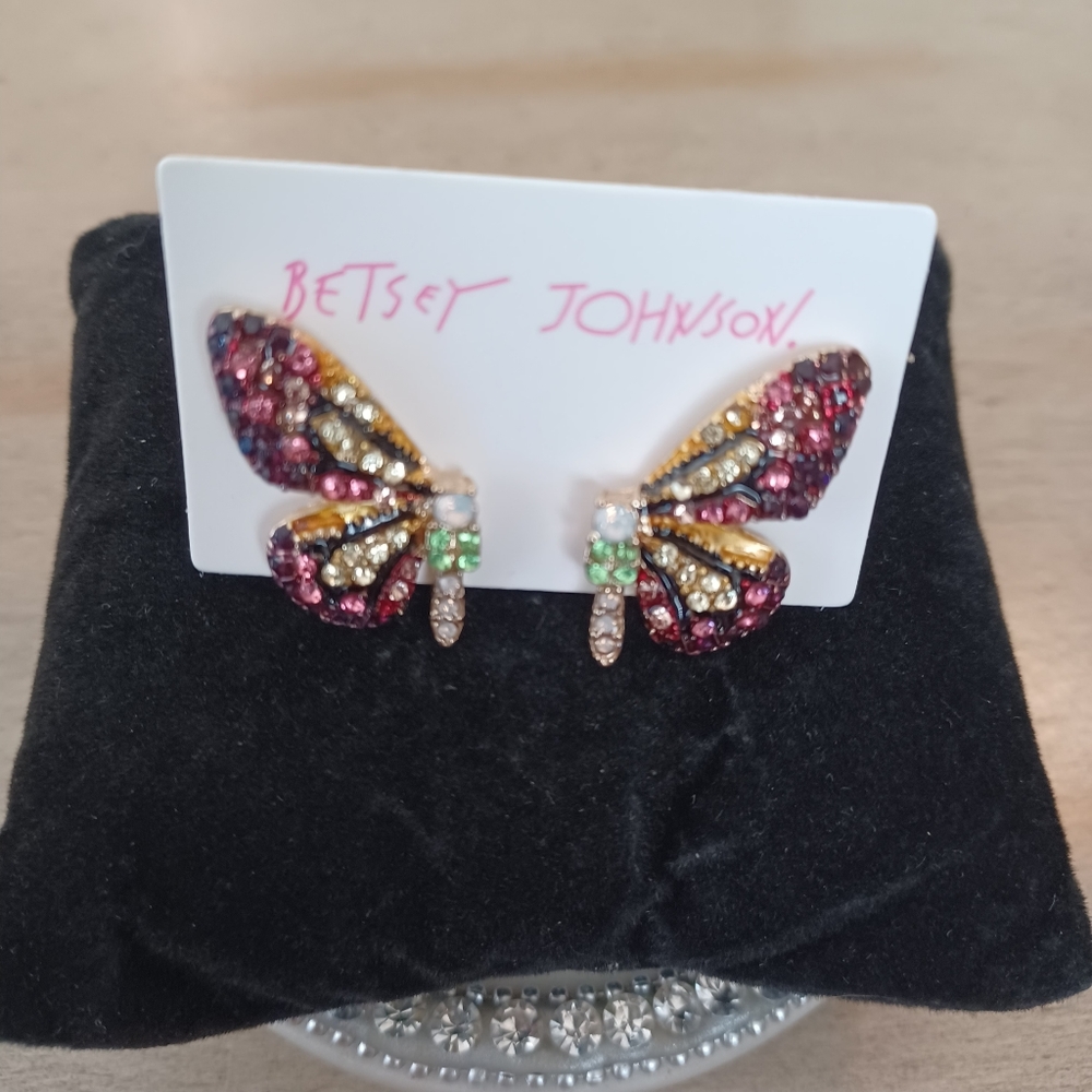 Purple and Yellow Butterfly Stud Earrings - Picture 4 of 5